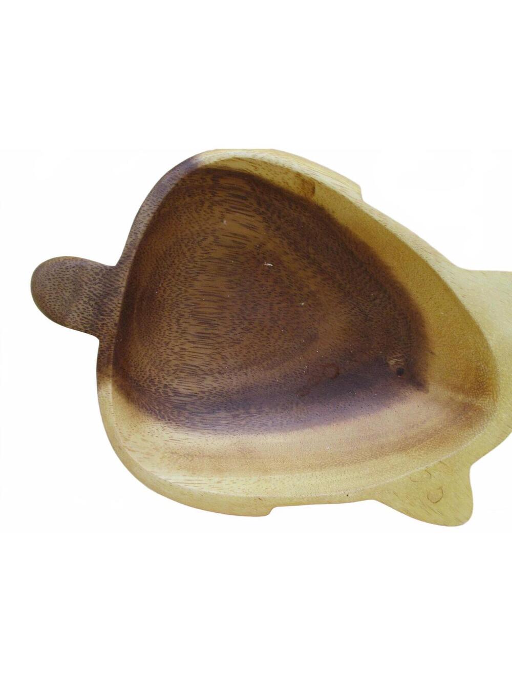 Vintage Monkey Pod Wood Sea Turtle Shaped Bowl Carved Trinket Dish 9.5 MCM